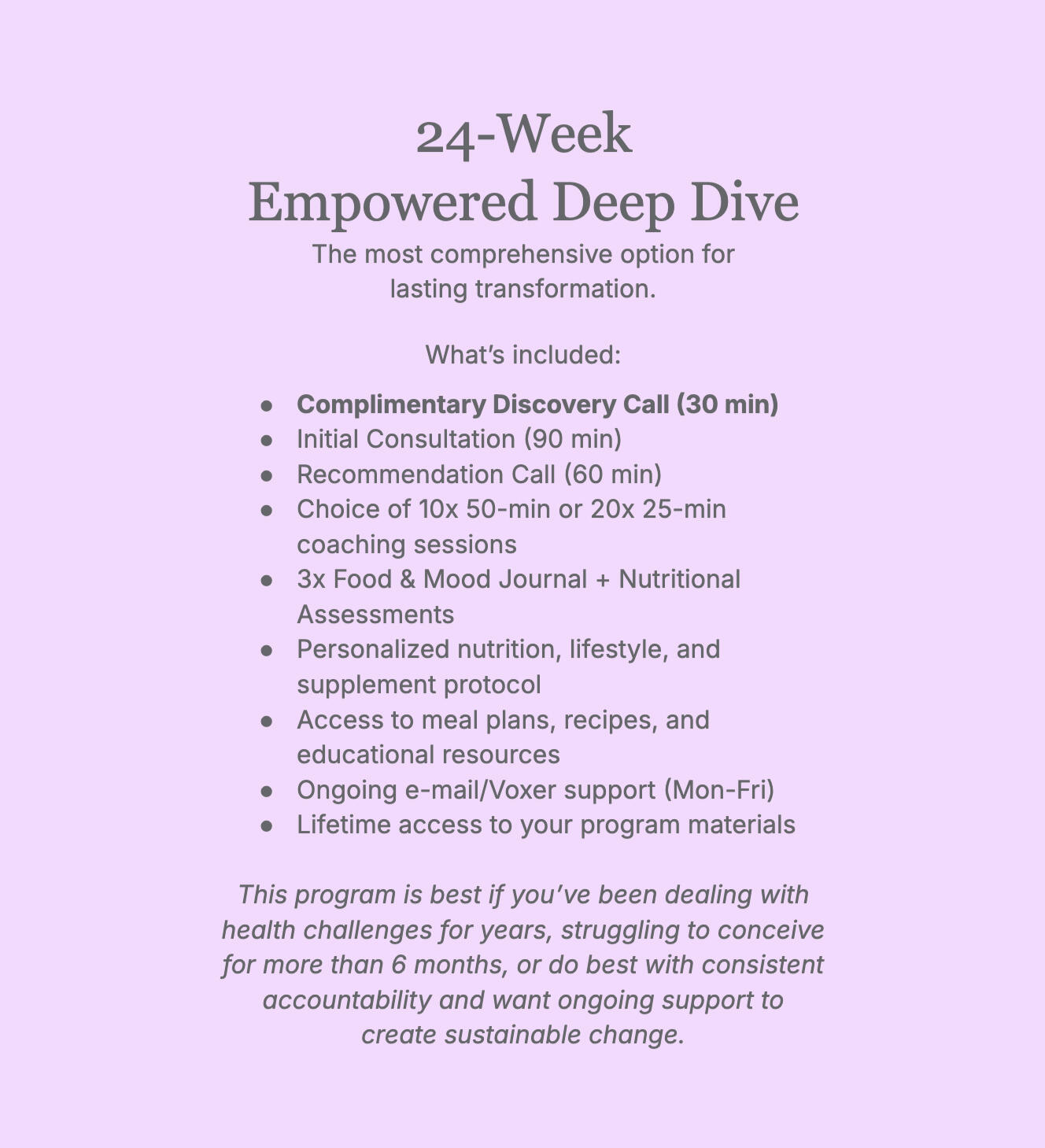 24-Week Empowered Deep Dive Program offering